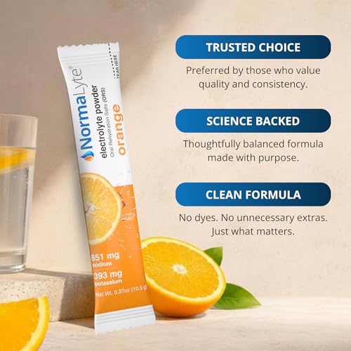 Image of NormaLyte Orange Electrolyte Powder Packets, Hydration Stick, 30 Count | Clinically studied formula, Electrolyte drink mix, Hydration support, Single-serve convenience, Ready in seconds
