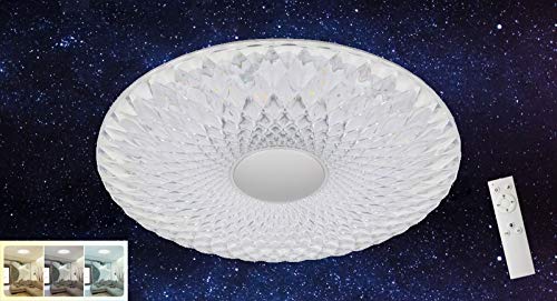 Preisvergleich Produktbild Briloner Leuchten LED Deckenleuchte, Deckenlampe dimmbar, Farbtemperatursteuerung, Nachtlicht, Fernbedienung, inkl. Timerfunktion, klar, Ø 51cm, 60 W