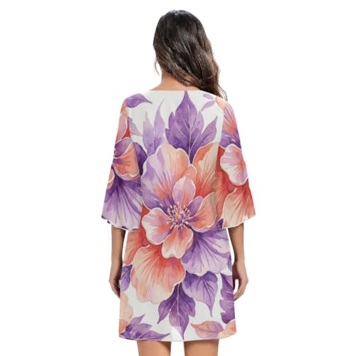 Robe trapèze fluide violette dissimulant les formes avec style