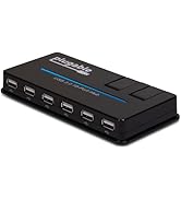Plugable USB Hub, 10 Port - USB 2.0 with 20W Power Adapter and Two Flip-Up Ports