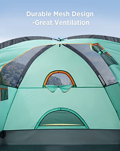 Ciays Camping Tent 6 Person Waterproof Family Tent with Removable Rainfly and Carry Bag Lightweight Tent with Stakes for Camping Traveling Backpacking Hiking Outdoors, New Teal - Thumbnail 5