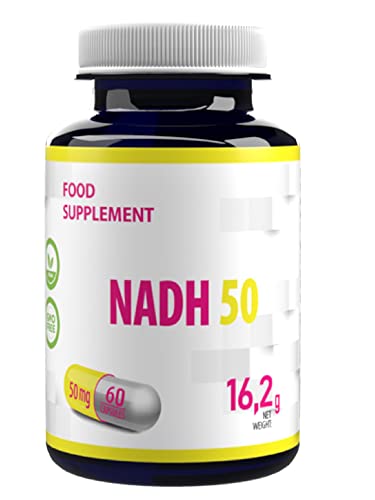 Hepatica NADH 50mg 60 Vegan Capsules, 3rd Party Lab Tested, High Strength Supplement, Gluten and GMO Free, 60 Count (Pack of 1)