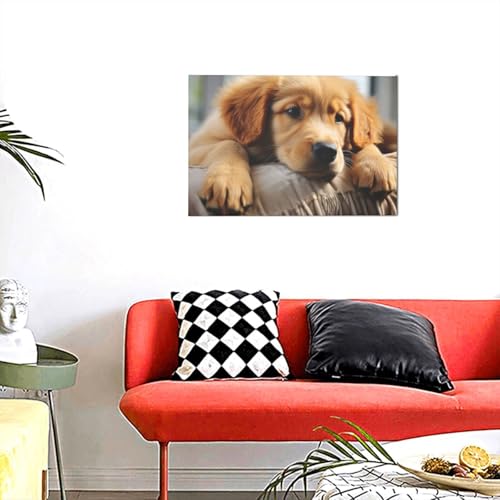 Toile murale moderne chien paresseux pour salon cosy et chaleureux