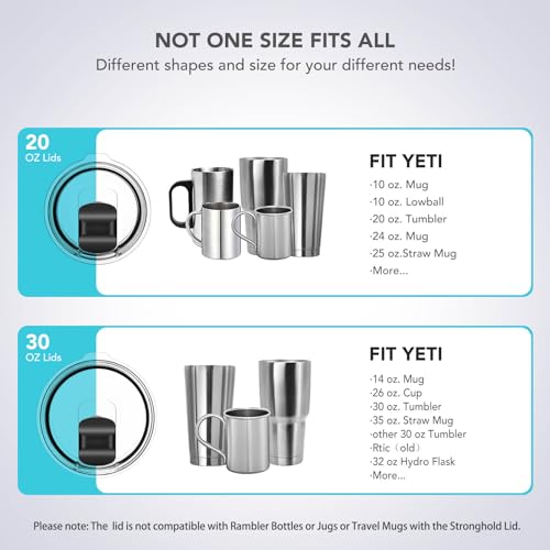 30 oz Tumbler Lid, Replacement Lids Compatible for YETI 30 oz Tumbler, 14 oz Mug and 35 oz Straw Mug, Travel Spill Proof Cup Lids Covers with Magnetic Slider Switch, BPA Free
