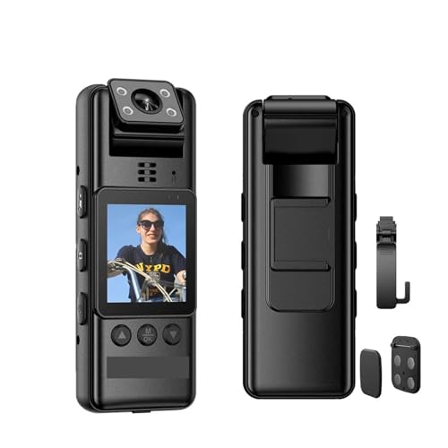 Cámara corporal A23 con lente giratoria de 180° y clips magnéticos de sujeción
