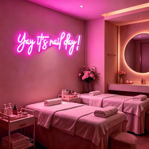 Image of Yay It's Nail Day Neon Sign for Wall Decor 16.5x6.3In