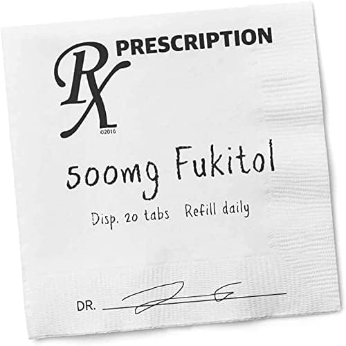 Twisted Wares - Funny Napkins - FUKITOL RX - Boutique Cocktail Napkins - Perfect fora ny Celebrations 5"X5" (20 Pack)
