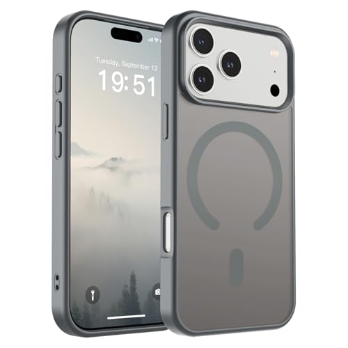 Image of SUPFINE Magnetic for iPhone 17 Pro Case (Compatible with MagSafe)(Military Grade Drop Protection) Translucent Matte Shockproof with Anti-Fingerprint Phone Cover 2025,Gray