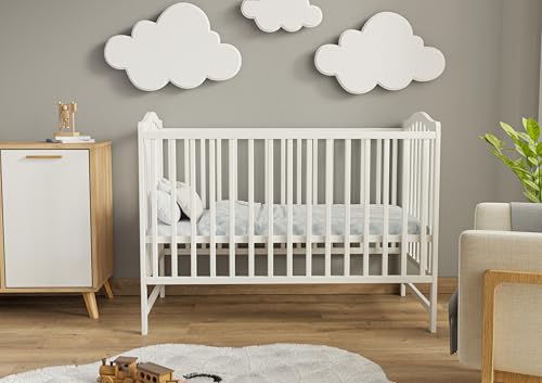 ms factory Babybett Paris 120x60 cm – Höhenverstellbares Kinderbett aus...