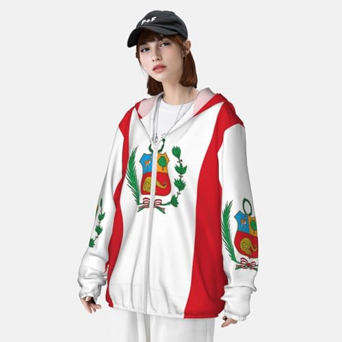 Peru Flag Peruvian Sun Protection Hoodies Men'S Upf 50+ Jacket Unisex Long Sleeve T-Shirts3