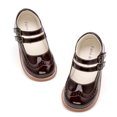 Image of Felix & Flora Toddler Girl Mary Jane Dress Shoes - School Oxford Flats for Girl Party Shoes.