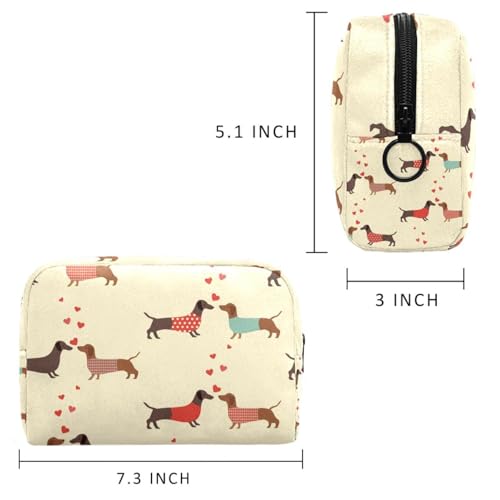 Kosmetiktasche mit Dackel-Motiv, für Frauen, Reise-Kulturbeutel, groß, Make-up, praktische Tasche, Organizer, Tasche mit Reißverschluss, multi, 18.5x7.5x13cm/7.3x3x5.1in, Kulturbeutel