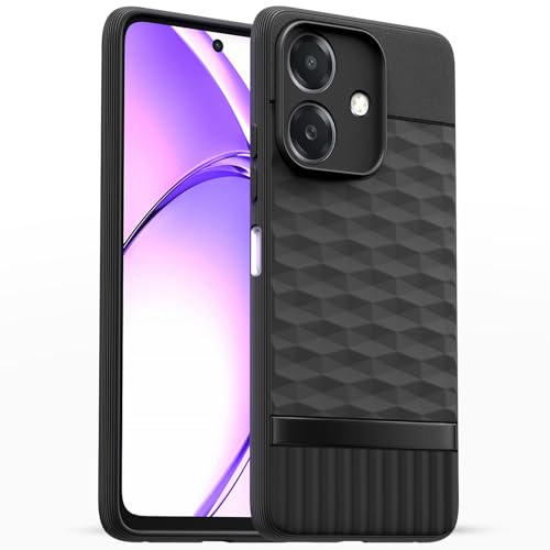 Image of Pikkme Back Cover for Oppo A3x 5G / A3x 4G / A3 5G Camera Protection 3D Hexa Cube Design Silicone Protective Bumper Case (Black)