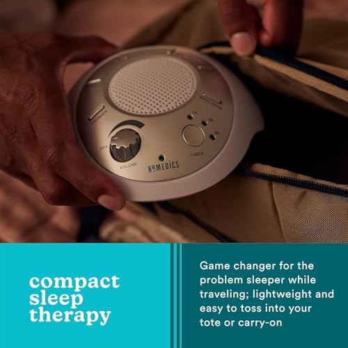 homedics soundsleep white noise sound machine silver small travel sound machine with 6 relaxing nature sounds portable sound therapy for home office nursery auto-off timer by homedics