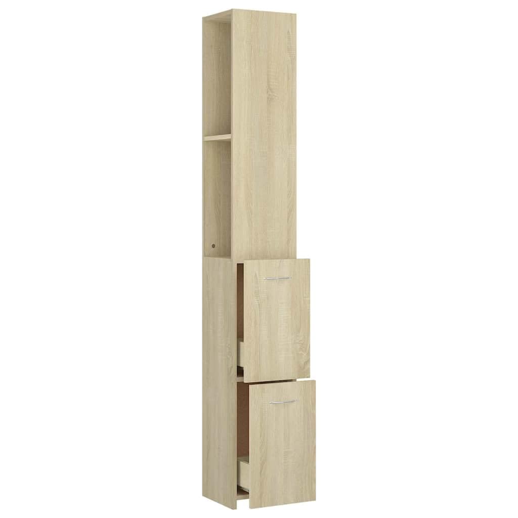 Szafka łazienkowa dąb Sonoma z materiału drewnopochodnego 25 x 26,5 x 170 cm z miejscem do przechowywania i drzwiczkami do mebli łazienkowych, szafka wisząca z regałem i szufladą do montażu