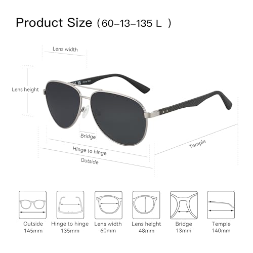 Image of ZENOTTIC Polarized Aviator Sunglasses for Men Carbon Fiber Temple Pilot Sun Glasses with Mirrored Lens UV Protection