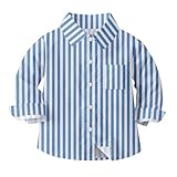 Boys' Shirts Casual Long Sleeve Vacation Shirts with Pocket Striped Printed Cute Kids Button Down Shirts 2026 Spring
