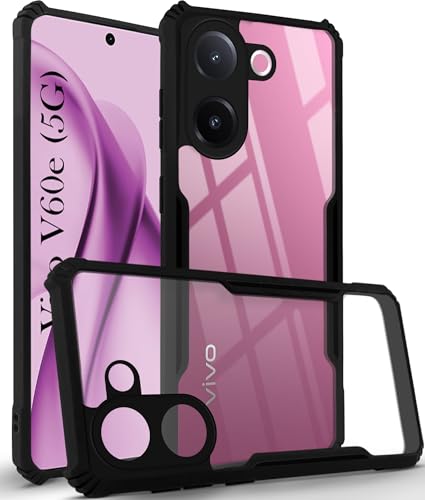Image of Jkobi Hybrid Back Cover Case for Vivo V60e (Shockproof with Polycarbonate Clear Panel | Professional Black)