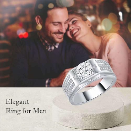 Aihpos 10K 14K 18K Solid Gold Gemstone Signet Ring - White Yellow Rose Gold Birthstone Ring 1 Carat - 3 Carat Masculine Gem Chunky Anniversary Ring for Men3