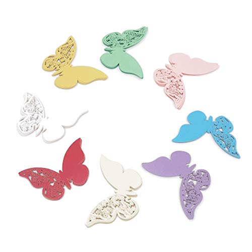 ElecMotive Lot de 80 en 8 Couleur Papillons 3D Stickers muraux Carte de Verre Marque Place Forme de Papillon Ajouré Décoration de Table pour Mariage