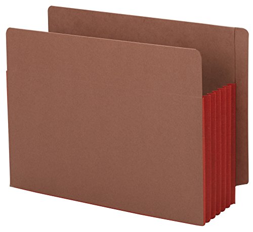 Smead End Tab Pocket, Reinforced Straight-Cut Tab, 5-1/4″ Expansion, Extra Wide Letter Size, Redrope with Red Gusset, 10 per Box (73696)