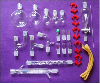 GOWE nuevo laboratorio de química Cristalería Kit, cristal conjunto con Ground articulaciones 24/29,29Pcs