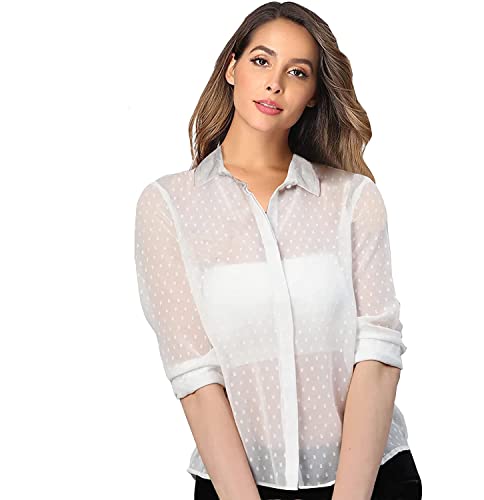 Image of Armenian Women Poly Georgette Dobby Textured Fabric Blouse Sleeve Office Lady Shirt Women Tops
