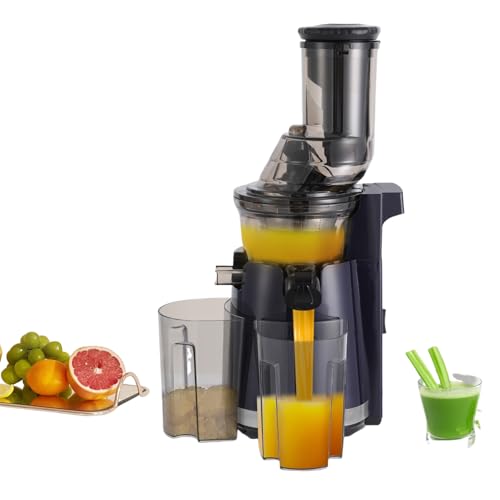 Spremiagrumi Slow Juicer con alloggiamento da 82 mm e motore da 250 W, spremiagrumi elettrico per frutta e verdura, capacità 800 ml, con 2 tazze, facile da pulire, alta resa del succo