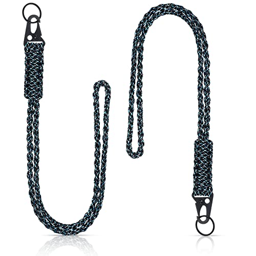 Frienda 2 Set Heavy Duty Paracord Lanyard 550 Braided, Black, Blue, White
