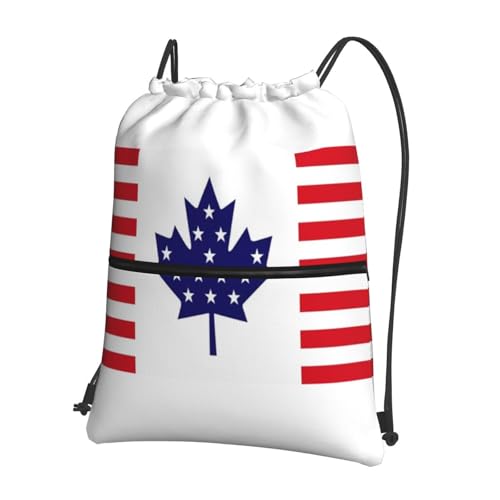 Canada Flag Drawstring Backpack Patriotic zipper Drawstring Bag for Men Women Sport Yoga Travel Gym