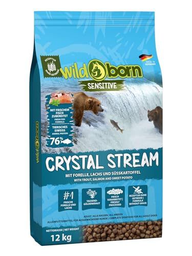 Wildborn Crystal Stream 12 kg mit frischem Lachs, Forelle und Süßkartoffel | Produziert in Deutschland mit 78% tierischem Protein*