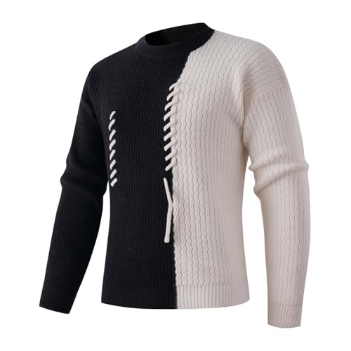 Mens Color Block Sweaters Long Sleeve Casual Fashion Cable Knitted Slim Fit Pullover Top Fall Winter Knitwear2
