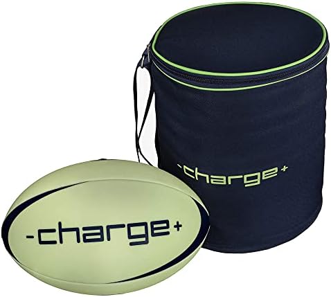 CHARGEBALL Glow in The Dark Light Up Hand Stitched Water Resistant Rugby Ball PRO Kit with LED Charging and Carrying Bag for 20 Second Recharge