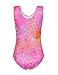 Jinhiteam Girls Gymnastics Leotards Size 8-9 Years Old Shiny Pink Heart Tumbling Outfit Practice Tank Bodysuits with Shorts