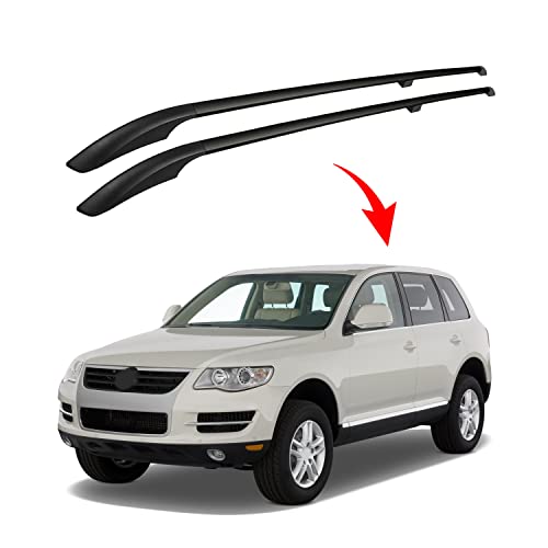 Barres de Toit longitudinales Compatible avec VW Touareg 2002 à 2010 Aluminium Noir
