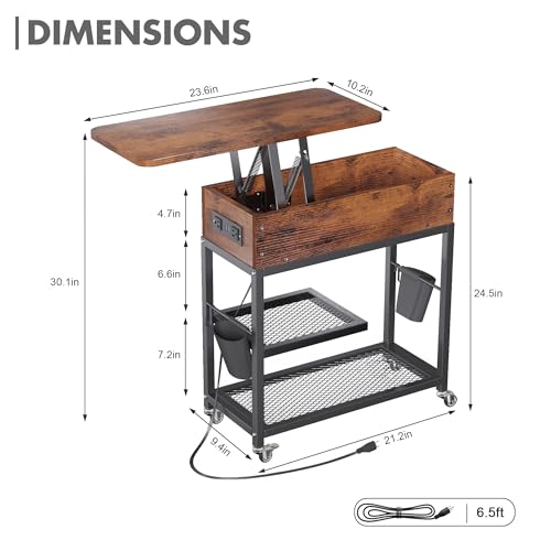 Image of Colima Lift-Top Side Table with Charging Station, USB Ports & AC Outlets