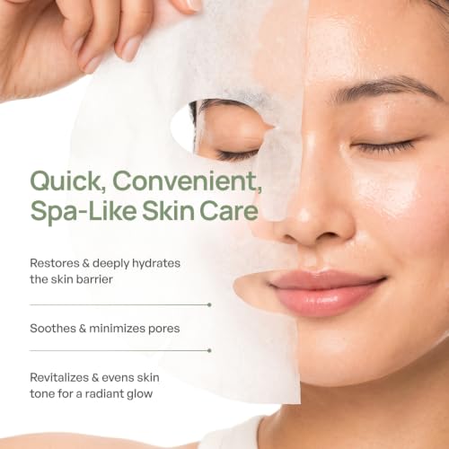Image of PLANTIFIQUE Korean Sheet Mask 5 Pack Variety Set - Hydrating Face Masks with Hyaluronic Acid - Soothing, Firming, Even Toning - Mascarillas Faciales