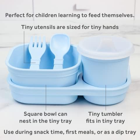 Miniatura 5 de Re-Play Juego de 5 piezas de suministros de alimentación para bebés y niños pequeños, incluye bandeja de alimentos, taza, cuenco, utensilios,
