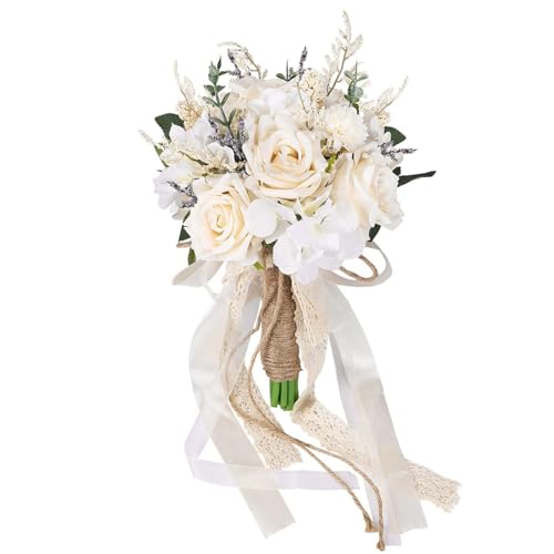 Bouquet de mariée en soie blanc et champagne : fini les fleurs fanées