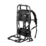 Foldable External Frame Hiking Backpacks for Hunting Aluminum Frame Backpack Can Load 132Lbs,Portable Pack with 3 Adjustable Extension Straps for Hiking,Travel,Mountaineering,Hunting,Black