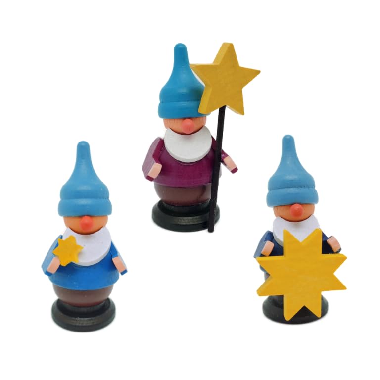 Figurines miniatures nains avec étoile Rudolphs Schatzkiste 3x6x3cm