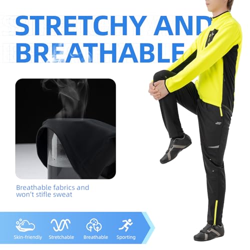 ROCKBROS Calça térmica masculina de ciclismo de inverno, à prova de vento, para caminhadas ao ar liv
