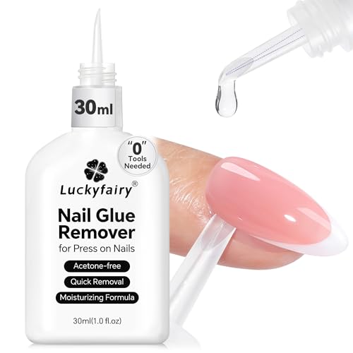 Luckyfairy 30ml Nail Glue Remover: Multi-functional Press On Nail Remover, Gentle Non-Acetone Nail...