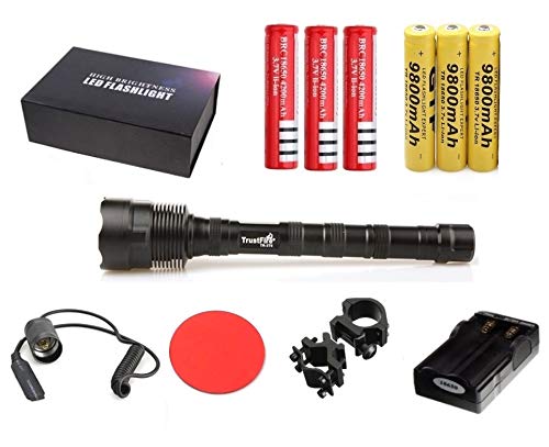 Linterna Trustfire TR-3T6-3 Led CREE XML-T6-6000 lm 3 baterias … (Kit Nº3 (Kit de caza completo))