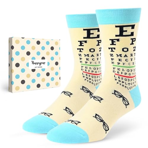 HAPPYPOP Optometry Gifts for Men Women - Optometrist Gifts Optician Ophthalmologist Gift Eye Doctor Gift Eye Chart Socks