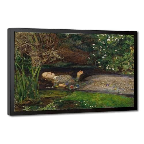 Affiche Ophelia Millais sur toile avec cadre suspendu 50,8x76,2 cm
