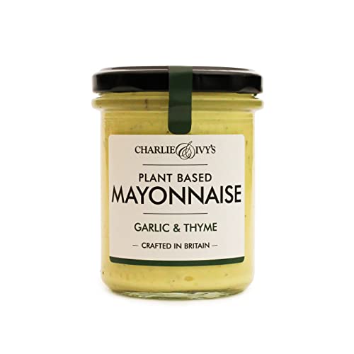 Charlie & Ivy's Garlic & Thyme Plant Based Mayonnaise 190g - Crafted in Britain - Artisan Vegan Mayonnaise
