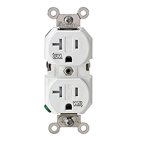 La Mejor Recopilación de Gf22bgsk Top 10. 41 Leviton 003-TWR20-00W Receptáculo Dúplex Grado Industrial Tamper Resistant a Prueba de Intemperie 20A 125V 2P3H, Alambrado Lateral y Posterior, Blanco, pack of/paquete de 1