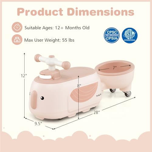 Image of Costzon Toddler Ride On Toys, 2 in 1 Ride-On Scooter with Trailer, Light, Music & Under-Seat Storage, Foot-to-Floor Sliding Car, Kids Riding Toy for 1+ Year Old Boys & Girls (Beige)