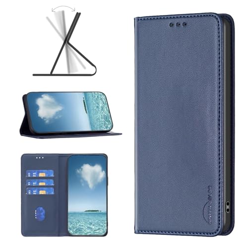 Étui Xiaomi 15T Pro antichoc cuir bleu avec fentes cartes magnétiques